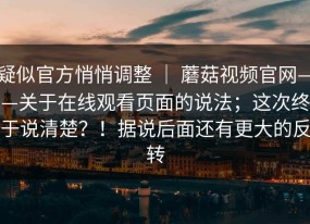 疑似官方悄悄调整 ｜ 蘑菇视频官网——关于在线观看页面的说法；这次终于说清楚？！据说后面还有更大的反转