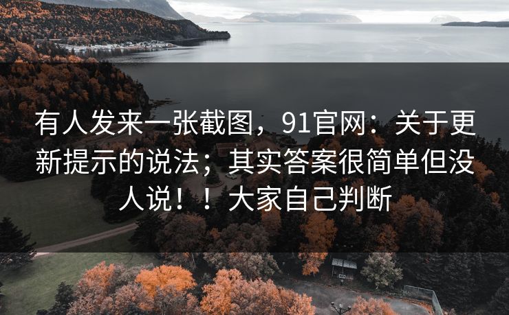 有人发来一张截图，91官网：关于更新提示的说法；其实答案很简单但没人说！！大家自己判断