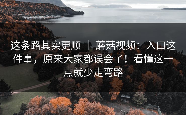 这条路其实更顺 | 蘑菇视频:入口这件事,原来大家都误会了!看懂这一点就少走弯路 这条路其实更顺 | 蘑菇视频:入口这件事,原来大家都误会了!看懂这一点就少走弯路