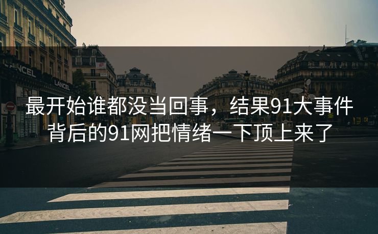 最开始谁都没当回事，结果91大事件背后的91网把情绪一下顶上来了